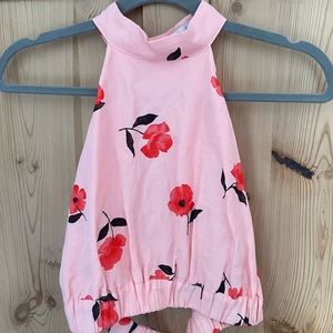 Open back cute pink floral pink crop top. Never worn.